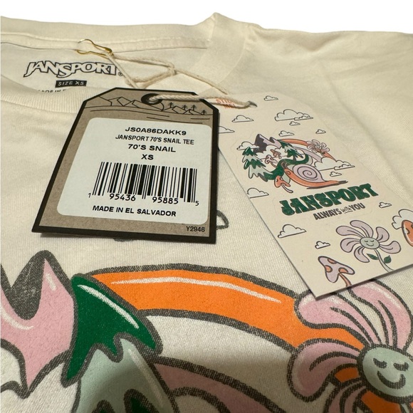 Jansport s/s 70s Snail crewneck tee in cream. Size XS. NWT - Picture 2 of 4